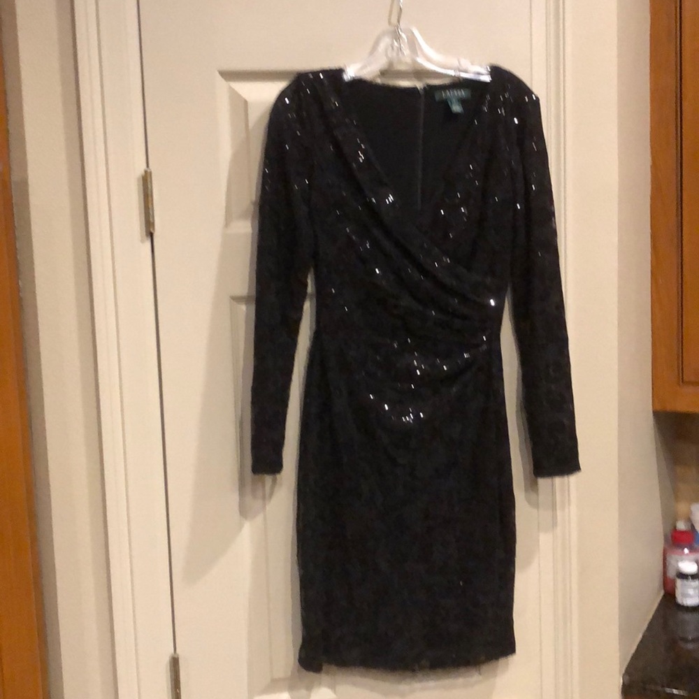 Black Sequin Ralph Lauren Cocktail Dress